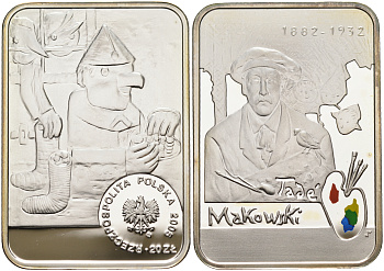Польша 20 злотых 2005 Польские художники XIX-XX вв. Тадеуш Маковский, цветная эмаль KM 542 серебро PROOF 1069-7-23