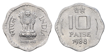Индия 10 пайс 1988 KM 39 алюминий UNC 4688-1146