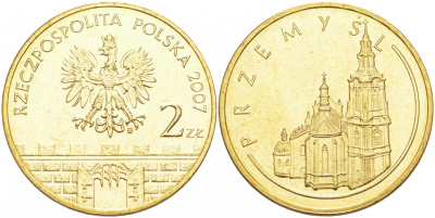 Польша 2 злотых 2007 MW, серия города Польши, Пшемысль (Przemysl) KM 618 латунь UNC M19-01