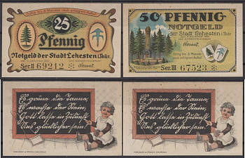Леэстен полный набор из 2 нотгельдов (25 и 50 пфеннигов) 1920 Grabowski L29.4 бумага UNC (пресс) 2193-8-4-2