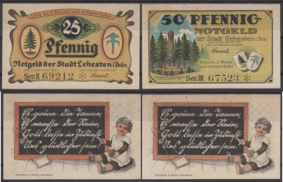 Леэстен полный набор из 2 нотгельдов (25 и 50 пфеннигов) 1920 Grabowski L29.4 бумага UNC (пресс) 2193-8-4-2