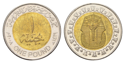 Египет 1 фунт 2008 сфинкс KM 940a биметалл aUNC 4673-827