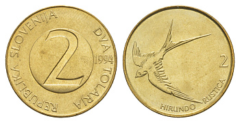 Словения 2 толара 1994  KM 5 латунь  UNC  4660-127