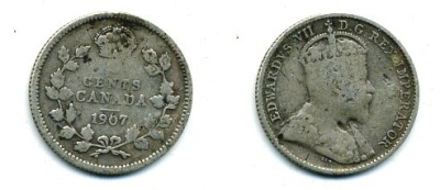 Канада 5 центов 1907 Эдуард VII (1901-1910) KM 13 серебро 46-2458