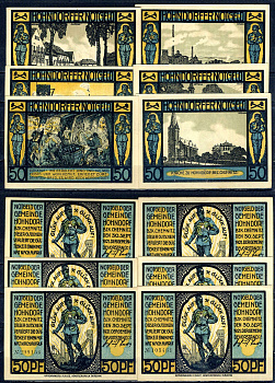 Хондорф (Саксония) полный набор из 6 нотгельдов (50 пфеннигов) 1921 Mehl Grabowski 623.1 бумага UNC (пресс) 7555-44-2-1