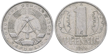 ГДР 1 пфенниг 1963 A KM 8.1 алюминий 4547-113