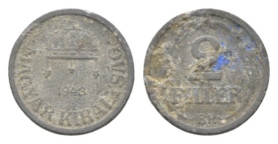 Венгрия 2 филлера 1943 BP KM 519 цинк 4665-522