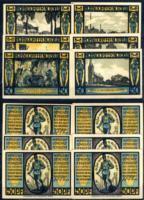 Хондорф (Саксония) полный набор из 6 нотгельдов (50 пфеннигов) 1921 Mehl Grabowski 623.1 бумага UNC (пресс) 7555-44-2-1