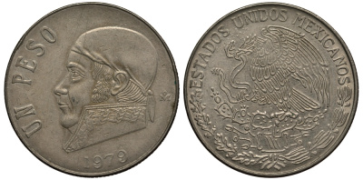 Мексика 1 песо 1979 Хосе Мария Морелос KM 460 медно-никель XF 215-924
