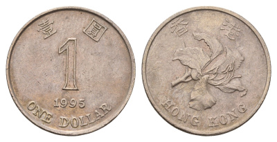 Гонконг 1 доллар 1995 KM 69a медно-никель 190-627