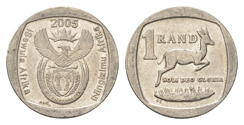 ЮАР 1 ранд 2005 KM 295 медь плакированная никелем 4627-433