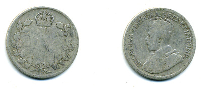 Канада 10 центов 19ХХ ГЕОРГ V серебро 46-1053