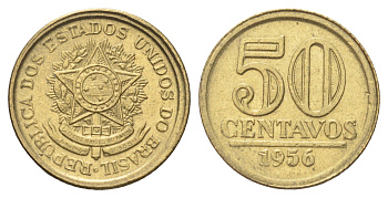 Бразилия 50 сентаво 1956 KM 566 алюминиевая бронза UNC 4668-1065