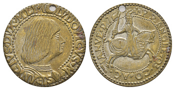 Италия медаль - Людовик ND диаметр 32 мм, вес 10,43 гр посеребренная бронза 215-736