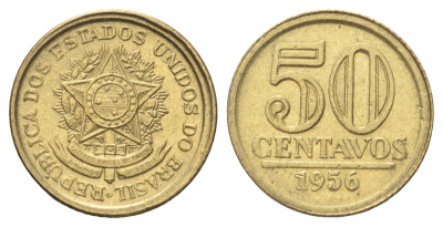 Бразилия 50 сентаво 1956 KM 566 алюминиевая бронза UNC 4668-1065