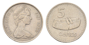 Фиджи 5 центов 1969 KM 29 медно-никель UNC 4669-544