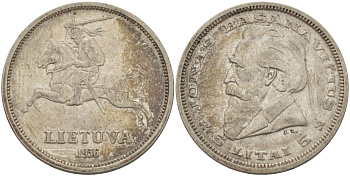 ЛИТВА 5 ЛИТОВ 1935 БАСАНАВИЧУС KM 36 серебро 88-911