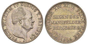Пруссия 1 талер 1856 A, Фридрих Вильгельм IV (1840-1861) KM 466 серебро 5010-1435