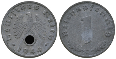 Германия 1 рейхспфенниг 1944 B KM 97, J. 369 цинк 4668-1153