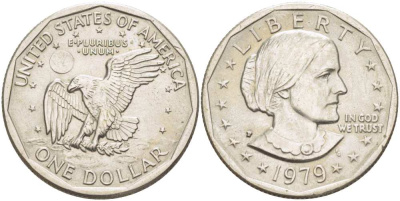 США 1 доллар 1979 P, Сьюзен Энтони KM 207 медь плакированная медно-никелем 210-731