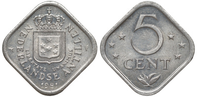 Нидерландские Антилы 5 центов 1981 Беатрикс (1980-2013) KM 13 медно-никель 4610-956