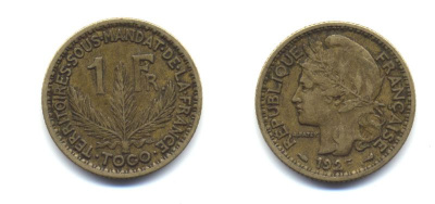 ФРАНЦУЗСКОЕ ТОГО 1 ФРАНК 1925 57-112