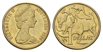 Австралия 1 доллар 1984 Елизавета II (1952-2022), кенгуру, год-тип KM 77 алюминиевая бронза aUNC 4671-456
