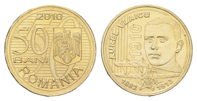 Румыния 50 бань (бани) 2010 100 лет первому полету Аурела Влайка KM 259 никель латунь UNC 4662-313