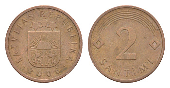 Латвия 2 сантима 2006 KM 21 сталь плакированая медью 3999-1113