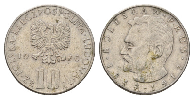 Польша 10 злотых 1976 Болеслав Прус Y 73 медно-никель 186-757