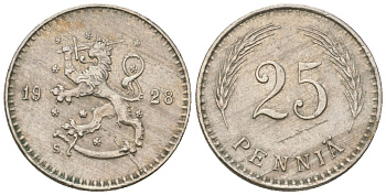 Финляндия 25 пенни 1928 S KM 25 медно-никель 4174-934