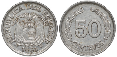 Эквадор 50 сентаво 1963 KM 81 сталь плакированная никелем 4606-511