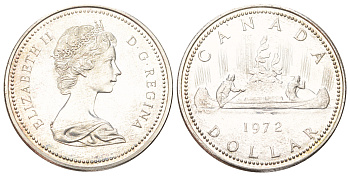 Канада 1 доллар 1972 в оригинальной упаковке KM 64.2a серебро BU 8-2-06-62