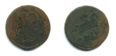 РОССИЯ 1 КОПЕЙКА 1759 медь 61-634