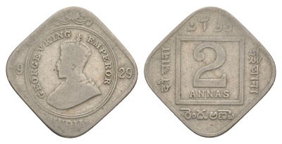 Британская Индия 2 анны 1929 Георг V (1910-1936) KM 516 медно-никель 4632-725