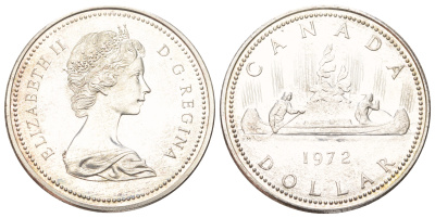 Канада 1 доллар 1972 в оригинальной упаковке KM 64.2a серебро BU 8-2-06-62