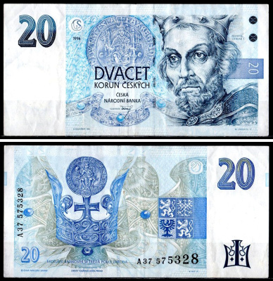 Чехия 20 крон 1994 Pick 10 a бумага 7204-8-2-2