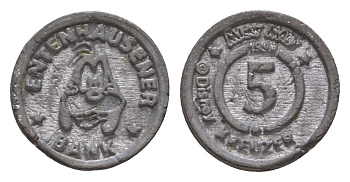 Германия игровой жетон - 5 крейцеров 1998 диаметр 17,5 мм, вес 2,9 гр цинк 4655-665