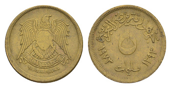 Египет 5 миллим 1973 KM 432 латунь 4647-1122