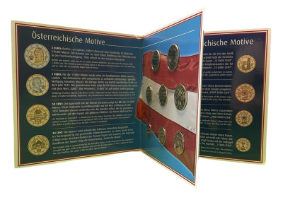 Австрия евронабор из 8 монет 2002 в буклете биметалл UNC 1-6-4-71