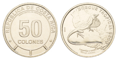 Коста-Рика 50 колон 2023 серия сохраним наш мир, ящерица KM NEW медно-никель  UNC  M72-01