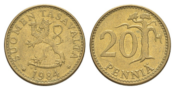 Финляндия 20 пенни 1984 KM 47 алюминиевая бронза 4648-433