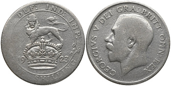Великобритания 1 шиллинг 1923 Георг V (1910-1936) KM 816a, Spink 4023А серебро 4544-1241