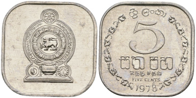 Шри-Ланка 5 центов 1978 KM 139a алюминий 4136-658