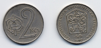 Чехословакия 2 кроны 1980 KM 75 медно-никель 46-1139