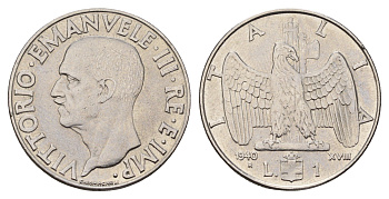 Италия 1 лира 1940 не магнетик KM 77a нержавеющая сталь 4119-557