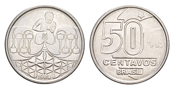 Бразилия 50 сентаво 1989 KM 614 нержавеющая сталь UNC 4644-459