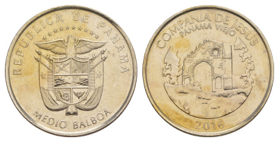Панама 1/2 бальбоа (50 сентесимо) 2016 Храм Ла-Компанья-де-Хесус, Панама-Вьехо KM 147 медь плакированная медно-никелем UNC 4645-316