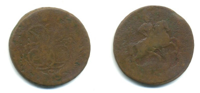 РОССИЯ 1 КОПЕЙКА 1759 медь 61-613