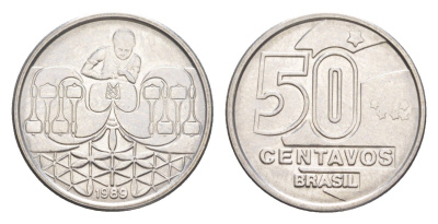 Бразилия 50 сентаво 1989 KM 614 нержавеющая сталь UNC 4644-459
